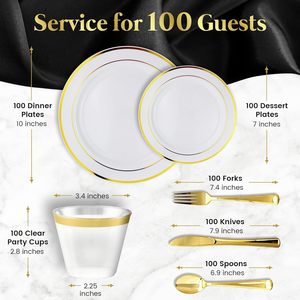 600 Platos Desechables de Plástico Resistente para Fiestas, Vajilla Elegante y de Alta Calidad para Fiestas, Bodas, Hoteles y Restaurantes - Product Image 3