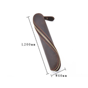 Handgemaakte lederen etui van koeienhuid met vintage rits, S-vormig pennenetui, vintage etui, enkelvoudige penhouder - Product Image 2