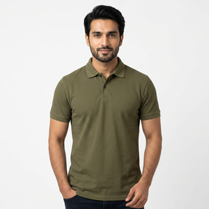 Blend of <b>Classic</b> and Trendy ODM&OEM Polo T - Shirt With Red and Black Plaid Collar Graphic Custom Knitted Pullover T-shirt - Product Image 1