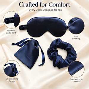 Ensemble Masque de Nuit et Chouchou en Soie de Mûrier 16 Momme avec Sac de Rangement à Cordon, Kit Doux et Luxueux pour la Maison, le Travail ou comme Cadeau de Fêtes - Product Image 3