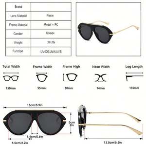 Lunettes de soleil surdimensionnées rétro 2026 avec logo personnalisé, monture large, verres dégradés, protection UV400, style aviateur pour femmes - Product Image 6