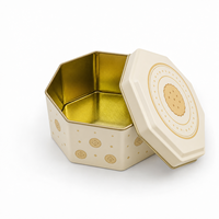 Boîte en étain octogonale personnalisée pour biscuits, chocolats, emballages alimentaires avec couvercle amovible, vente en gros, fabrication OEM sur commande