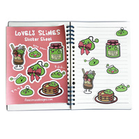 Individuelle Kleine Monster Aufkleber-Bögen in Grün, Cartoon-Design, Wasserfeste Glänzende oder Matte Vinyl-Oberfläche für Kinder-Tablets