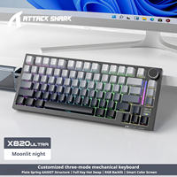 Teclado Mecánico para Juegos Attack Shark X820Ultra, Tres Modos, Estructura Gasket, Teclas Intercambiables en Caliente, Retroiluminación RGB, Plug and Play, 81 Teclas