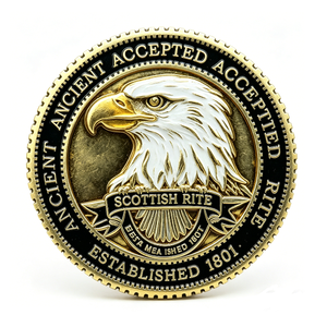 Moneda Conmemorativa de Aleación de Zinc con Impresión UV y Esmalte, Diseño de Águila de Dos Cabezas del Rito Escocés, Regalo para Navidad y el Día de la Madre - Product Image 6