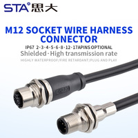 Connecteur M12 étanche IP67 industriel, prise femelle/mâle à montage sur panneau, blindée, pour câble tubulaire, 3, 4, 5, 6, 8, 12, 17 broches, 1M, 2M