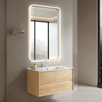 Miroir de salle de bain LED mural moderne sans cadre avec rétroéclairage, capteur tactile intelligent, anti-buée, miroir de maquillage éclairé pour salon