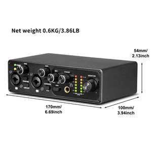 Interfaz de Audio USB Profesional de 192khz con Alimentación Phantom de 48V para Transmisión en Vivo, Estudio, Podcast, Tarjeta de Sonido - Product Image 2