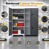Armoire de rangement pour matériel de pêche avec serrure numérique, étagères en acier réglables pour garage, espace de stationnement, cannes, outils et équipements de pêche