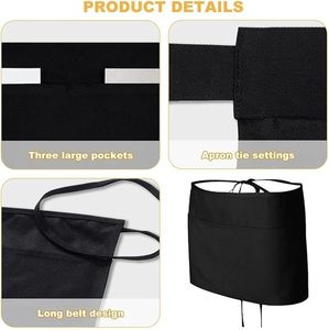 Delantal de Media Pierna de Poliéster Negro Reutilizable de Alta Calidad y a la Moda para Chefs y Camareros, con Logotipo Personalizado, Lavable - Product Image 3