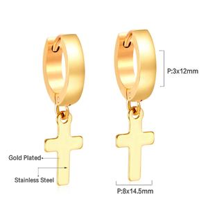 Pendientes de Aro Cruzados con Hebilla Curva de Moda, Pendientes de Acero Inoxidable para Mujer - Product Image 3