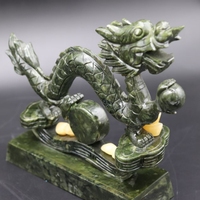 Vente en gros de décoration d'intérieur sculpture de dragon de jade Feng Shui cadeau de nouvel an statue de dragon de jade en pierre naturelle de dragon chinois