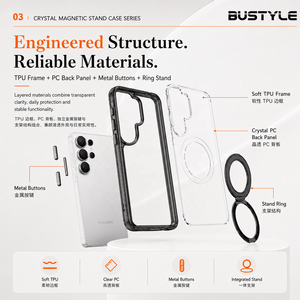 Funda Magnética para Teléfono Celular <span class=keywords><strong>Samsung</strong></span> S26 Ultra con Botones de Metal TPU PC, Soporte Oculto Giratorio de 360 Grados y Entrega Rápida - Product Image 4