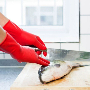 قفازات مطاطية حمراء مقاومة للاهتراء متينة تستخدم في غسيل الأطباق بالمطبخ المنزلي وتعمل بالماء - Product Image 3