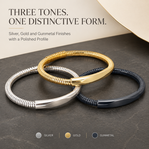 Bracelet de luxe en acier inoxydable avec chaîne serpent et tube incurvé à bords arrondis pour femme - Product Image 2