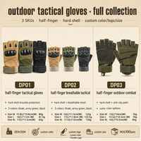 Gants tactiques demi-doigts d'extérieur en polyester avec protection des articulations et sangle de poignet pour le cyclisme, la randonnée et l'entraînement physique