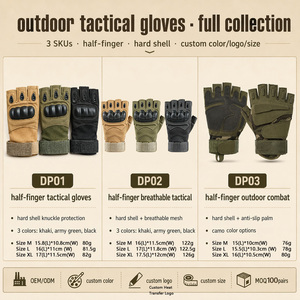 Guantes Tácticos de Medio Dedo para Exteriores, de Poliéster, con Protección de Nudillos Duros y Correa de Muñeca, para Ciclismo, Senderismo, Entrenamiento Físico - Product Image 2