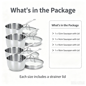 Ensemble de casseroles en acier inoxydable de qualité supérieure, compatible induction, avec bec verseur, couvercle en verre, <span class=keywords><strong>passoire</strong></span>, distribution de chaleur, écologique, compatible four et lave-vaisselle - Product Image 5