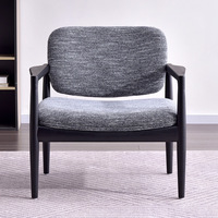 Fauteuil de loisirs moderne en tissu de style italien, minimaliste, pour salon et balcon, avec accoudoirs en bois de frêne, haute densité