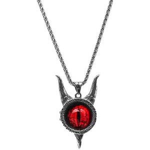 Colliers avec pendentif œil du diable cornes en acier inoxydable 316L collier créatif yeux maléfiques rouges pendentif pour hommes bijoux - Product Image 1