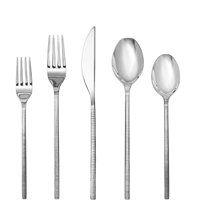 Ensemble de couverts modernes en acier inoxydable plaqué argent, or rose et noir, poli miroir, sans BPA, 5 pièces, passe au lave-vaisselle, nettoyage facile