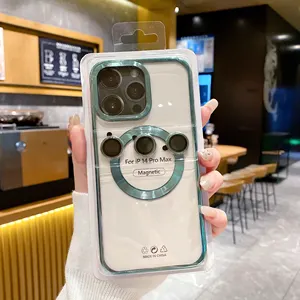 New Arrival mạ điện từ trường hợp điện thoại sang trọng với ống kính phim cho iPhone 16 15 14 13 12 phí không dây điện thoại di động Bìa