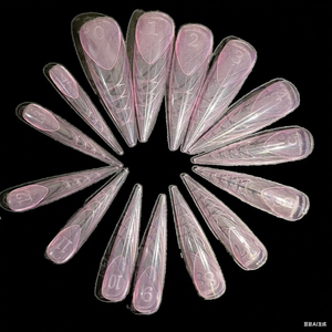 Moldes de extensión Oem Label Builder, formas de ataúd de aguja, sistema de <span class=keywords><strong>uñas</strong></span> acrílicas, puntas de <span class=keywords><strong>uñas</strong></span>, formas dobles rosas con zona de cutícula más delgada - Product Image 5