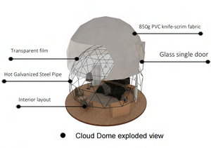 Dômes de glamping géodésiques modernes de luxe, imperméables, quatre saisons, tissu ignifuge résistant aux UV pour l'hébergement en <span class=keywords><strong>camping</strong></span> de villégiature - Product Image 6