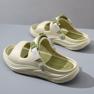 Sandales compensées pour femmes à semelle épaisse, bout ouvert, à enfiler, confortables, style romain, chaussures décontractées d'été, noir, marron, vert matcha - Product Image 3
