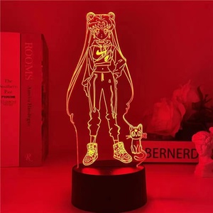Lámpara de luz nocturna 3D de ilusión 3D, foto personalizada, personajes de Sailor Moon para decoración de dormitorio de niña - Product Image 2