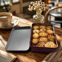 Boîte en étain rectangulaire rouge personnalisée, de qualité alimentaire, pour biscuits, chocolats, bonbons, emballage cadeau