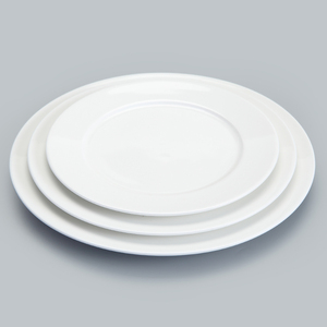 Piring Nasi Bulat Porselen WEIYE, Piring Makan Putih, Piring Prasmanan Keramik Bulat untuk Hotel, Piring Oven Porselen Putih - Product Image 5