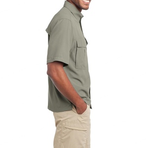 Camisas de Pesca de Manga Corta para Hombre, Protección Solar UPF 50+, Color Sólido, Cierre de Botón - Product Image 4