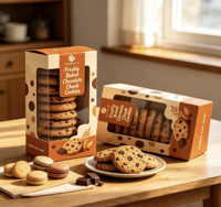 Boîtes d'emballage personnalisées pour biscuits, finition mate, avec fenêtre, pour biscuits longs, vente en gros