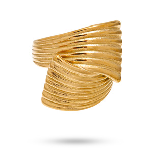 Anello Geometrico Inusuale XY 2670 in Acciaio Inossidabile, Anello Semplice in Metallo Placcato Oro 18K PVD, Antiallergico - Product Image 1