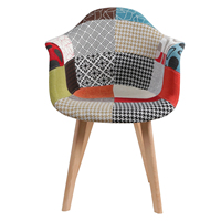 Chaise nordique moderne multicolore lin tissu patchwork fauteuils café salon coin réception chaises de salle à manger avec dossier