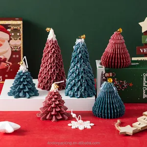 Grosir Dekorasi Rumah lilin wangi lilin parafin alami bentuk pohon warna-warni hijau merah untuk hadiah Natal