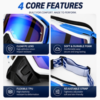Lunettes de motocross résistantes aux chocs, vision large HD, anti-buée, lunettes de moto, monture flexible en TPU, lunettes de course tout-terrain