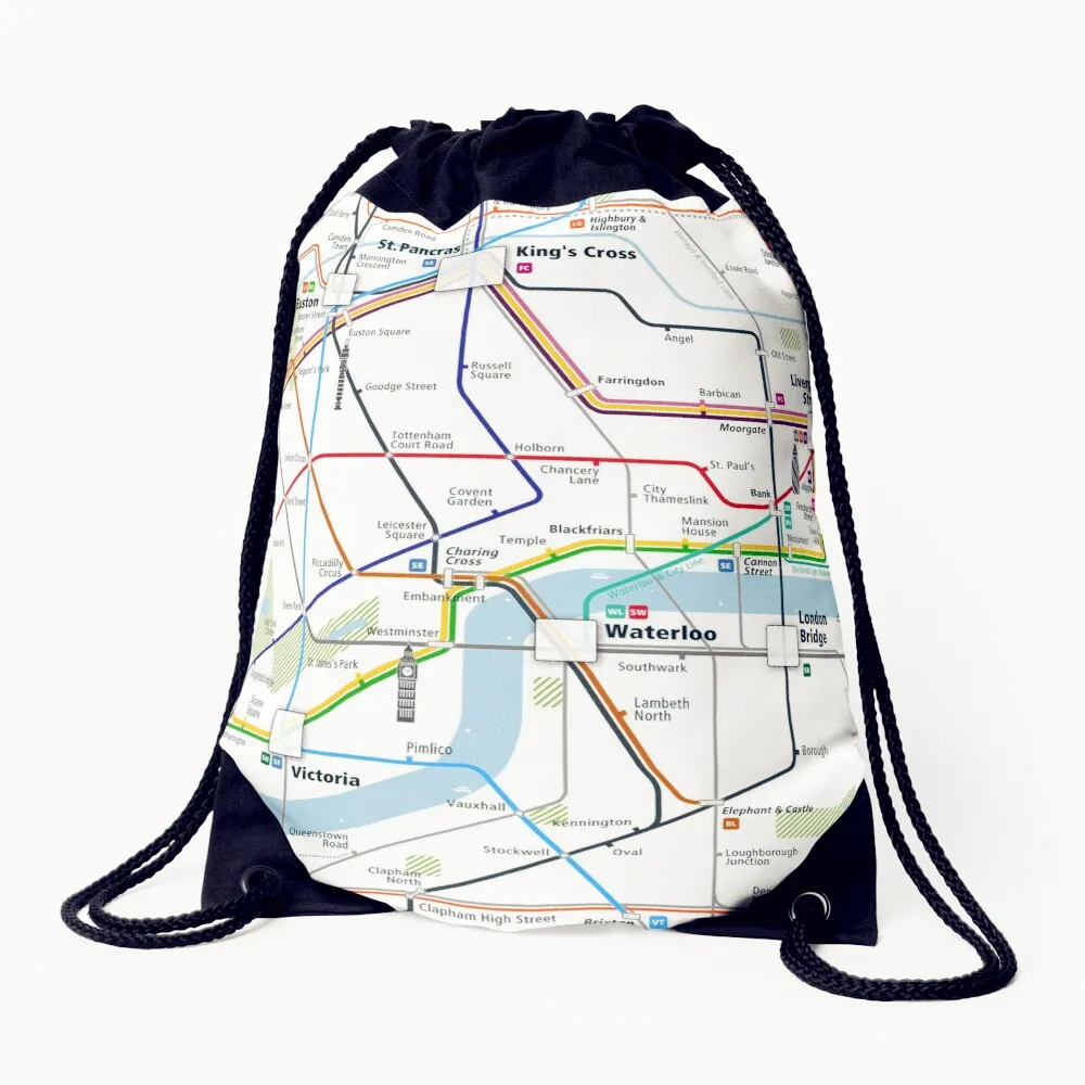 Etichetta privata Logo personalizzato mappa del percorso della metropolitana Marathon percorsi turistici Draw String zaini sportivi impermeabili borsa con coulisse