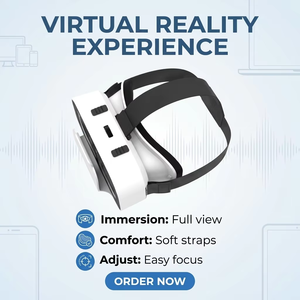 แว่นตา VR 3 มิติ สีขาว คุณภาพพรีเมียม ชุดหูฟังเสมือนจริงสำหรับสมาร์ทโฟน เลนส์ปรับได้ พร้อมคอนโทรลเลอร์บลูทูธ - Product Image 1
