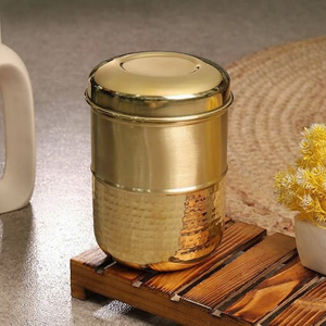 Golden Metal Spice Container Round Airtight <b>Food</b> Storage <b>Jar</b> Minimalist Design Polished Finish 1 Layer Keep Fresh - Product Image 1