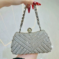 Tas Clutch Berlian Berkilau untuk Wanita, Tas Malam Kristal Mewah, Tas Tangan Pengantin, Dompet Berkilau, Tas Berhiaskan Batu Kristal Multiwarna