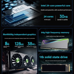 Core I7 nâng cấp lên I9 24-Core đồ họa chuyên dụng 4060 ngang Mini-ITX chơi game máy tính để bàn hệ thống cho nhà/văn phòng sử dụng - Product Image 1