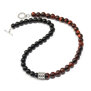 Handgemaakte trouwketting tijgeroog ronde vorm verguld kralen verstelbaar fijne kralenkettingen - Product Image 4