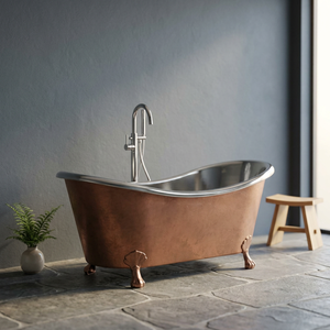 Baignoire autoportante à pattes, finition cuivre, grande, de luxe, portable, ovale, pour salle de bain, hôtel, villa, maison indienne - Product Image 1