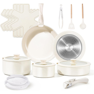 High Quality Modern Ceramic Coated Non-Stick <b>Pots</b> <b>Pans</b> Detachable Handle 8-Piece Aluminum Induction Cookware Set - Product Image 1