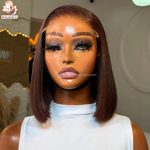 # Parrucca Bob Corta Liscia 5x5 HD Lace Closure Marrone 4 Tonalità, Senza Colla, Pre-Piumata, in Capelli Umani Veri Vietnamiti Grezzi, con Frontale in Pizzo - Product Image 2