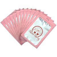 Sacs Mylar refermables personnalisés avec logo imprimé en gravure, anti-odeur, réutilisables, avec fenêtre transparente, roses, pour emballage de bijoux et pierres précieuses