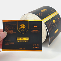 Autocollant personnalisé en vinyle gaufré or pour logo de produit cosmétique, étiquette imperméable autocollante en rouleau pour emballage de bouteille