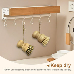 2-Pack Natural Coconut & Sisal Cozinha Prato de Limpeza Escovas com Rubberwood Handle para Heavy-Duty Esfregando - Product Image 4